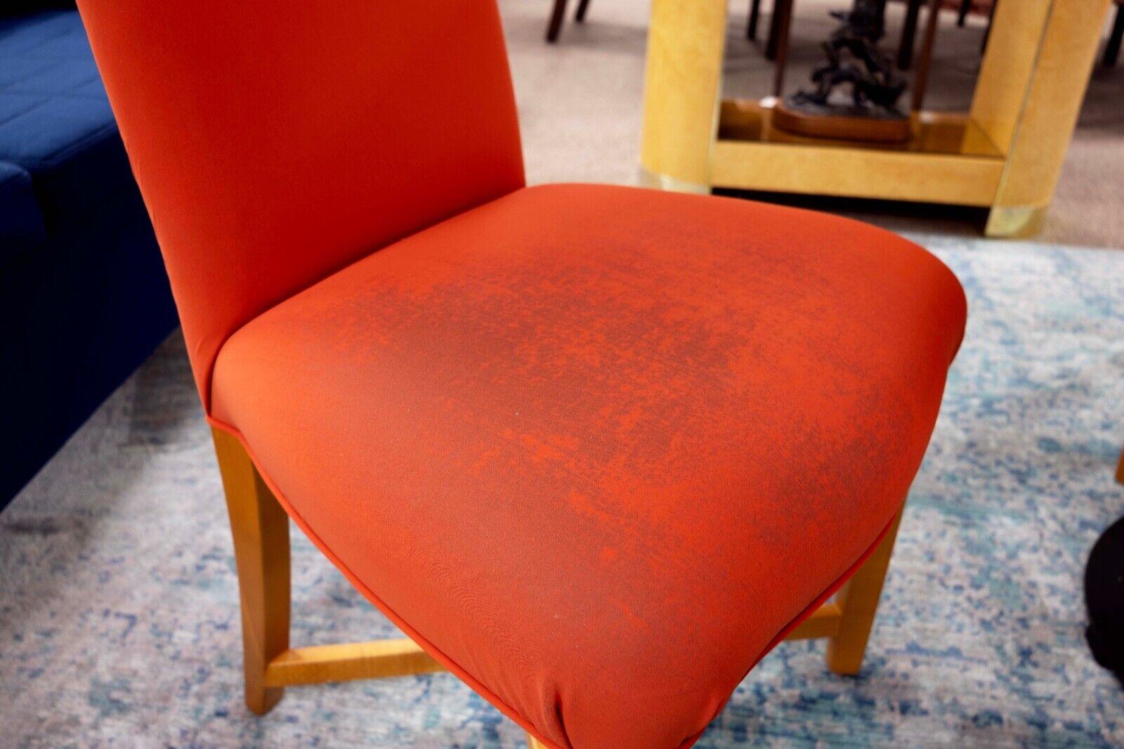 Donghia Set of 4 Orange and Wood Side Chairs Mid Century Modern Contemporary (Ensemble de 4 chaises d'appoint en bois et orange) en vente 2