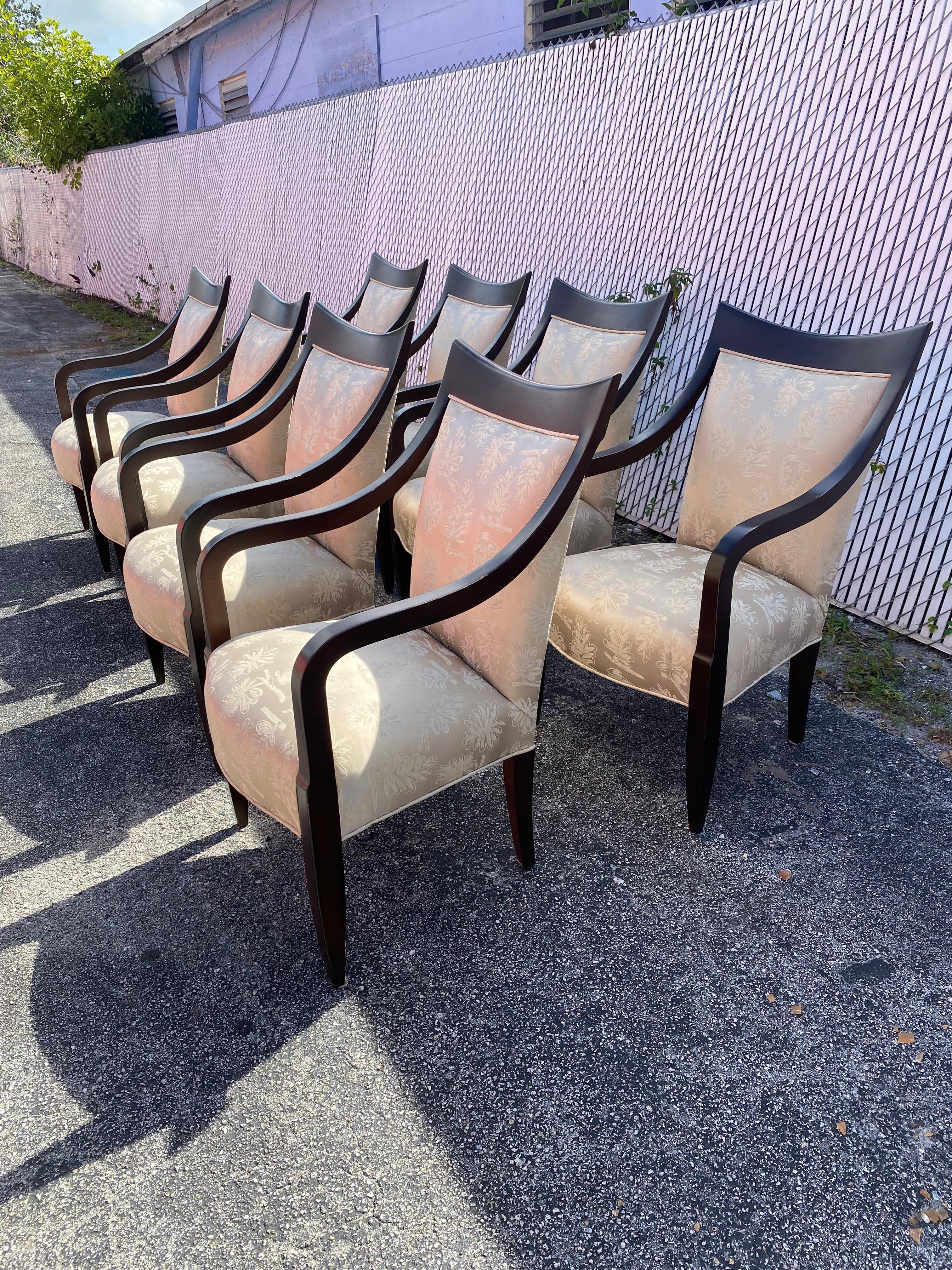 Donghia Silk Sculptural Wood Dining Chairs, Set of 8 In Good Condition For Sale In Fort Lauderdale, FL