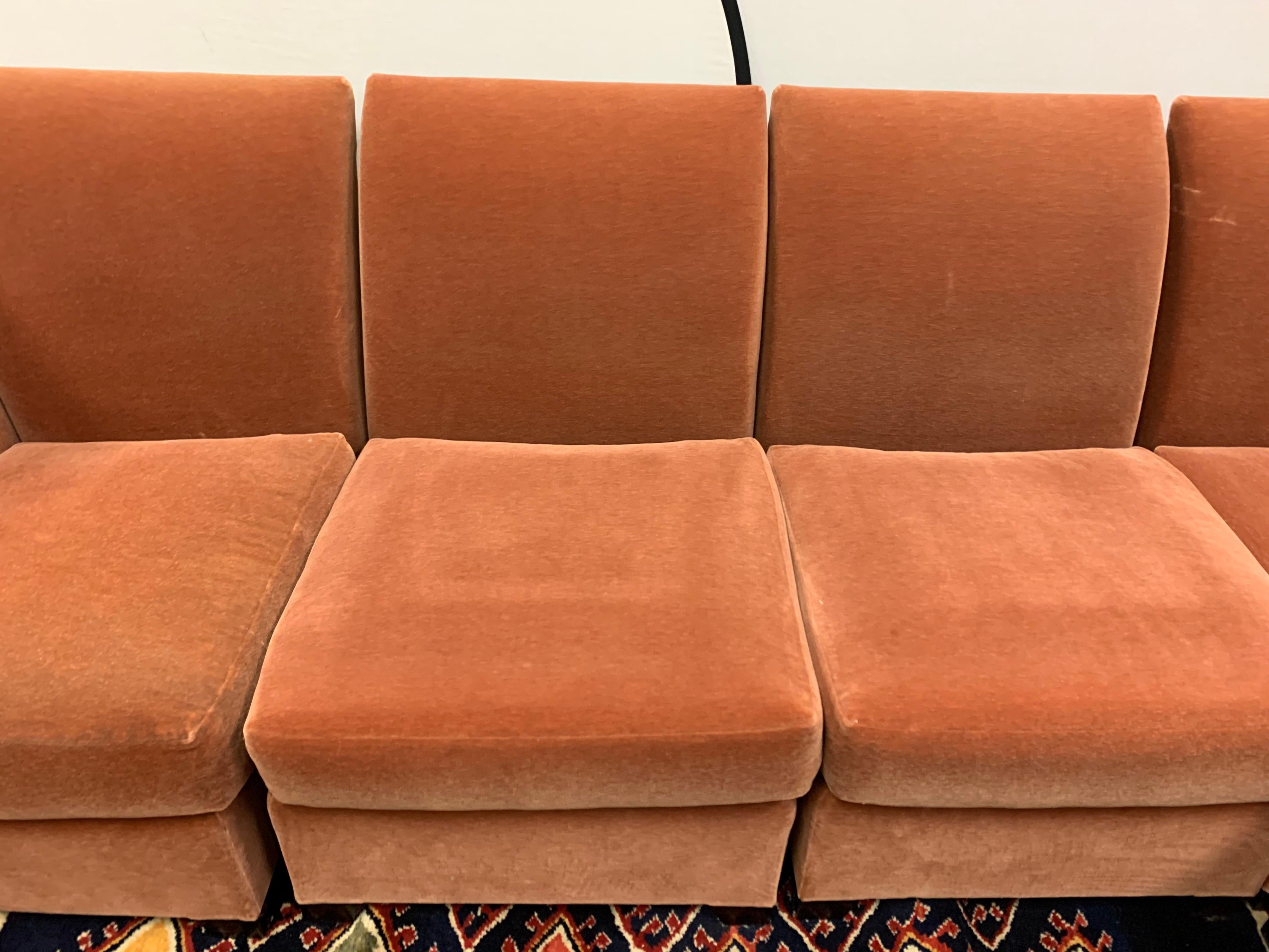 Donghia Six Piece Modular Sofa Sectional with Mohair Fabric 4