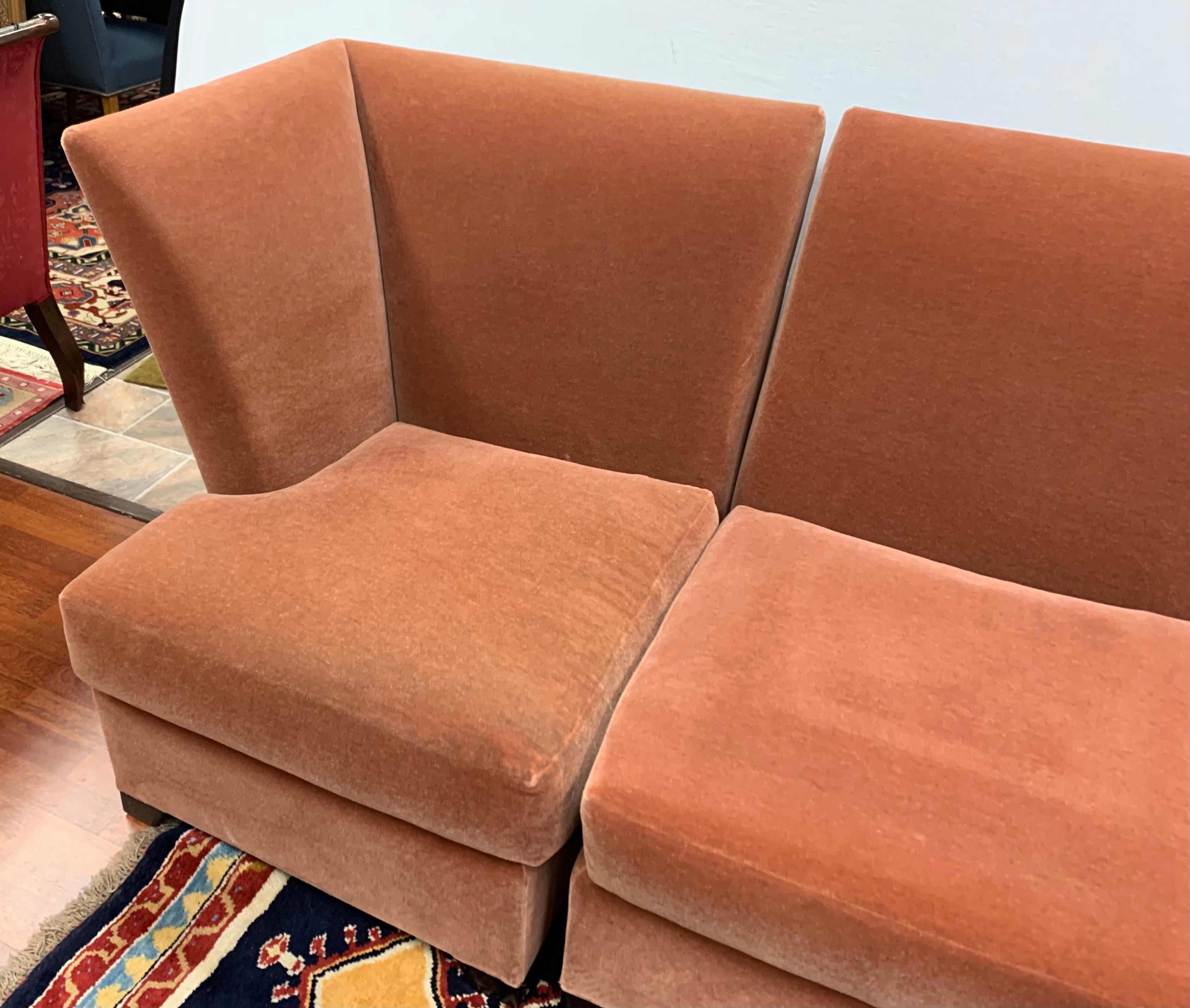 Donghia Six Piece Modular Sofa Sectional with Mohair Fabric 5