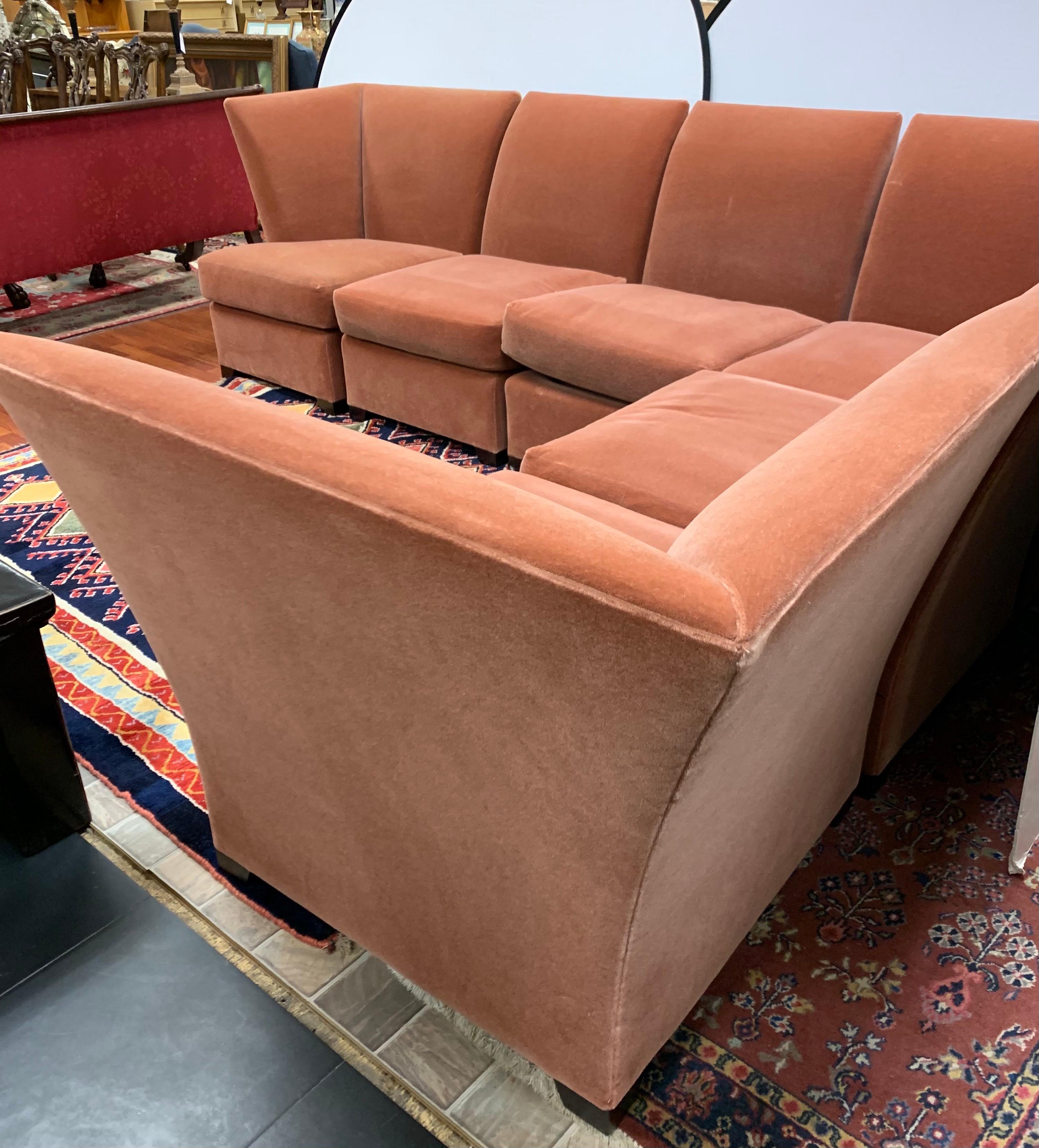 Donghia Six Piece Modular Sofa Sectional with Mohair Fabric 8