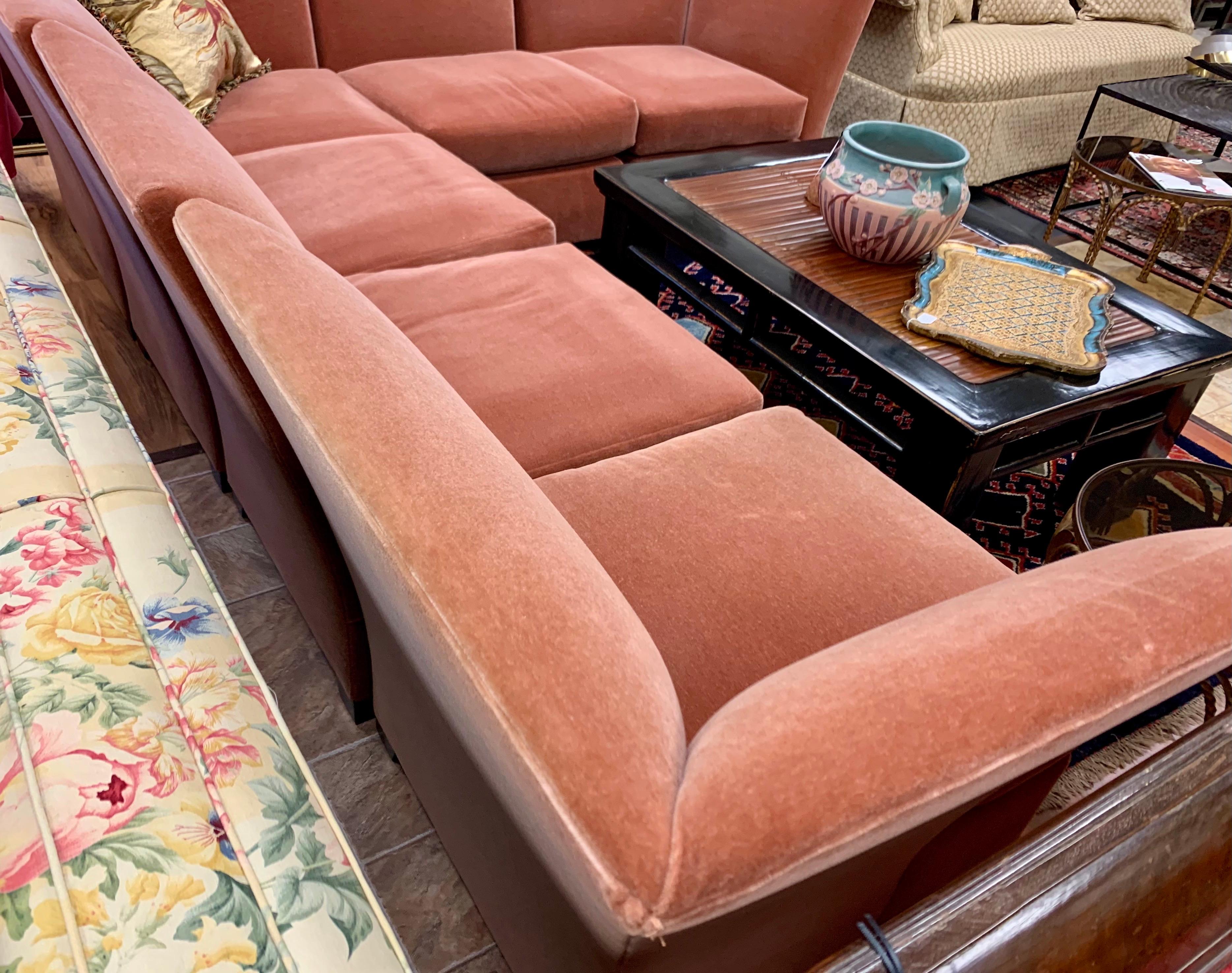 Donghia Six Piece Modular Sofa Sectional with Mohair Fabric 10