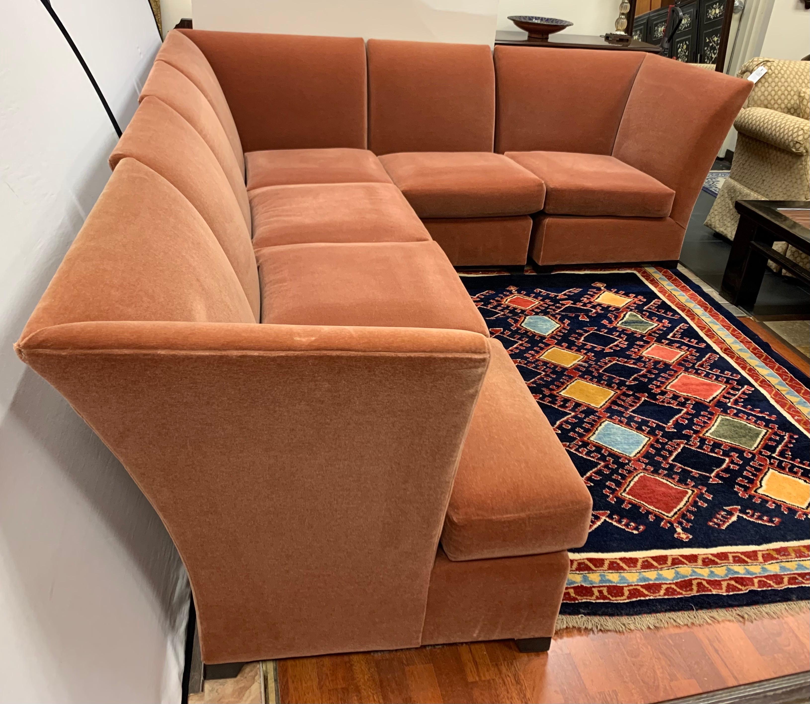Donghia Six Piece Modular Sofa Sectional with Mohair Fabric In Good Condition In West Hartford, CT