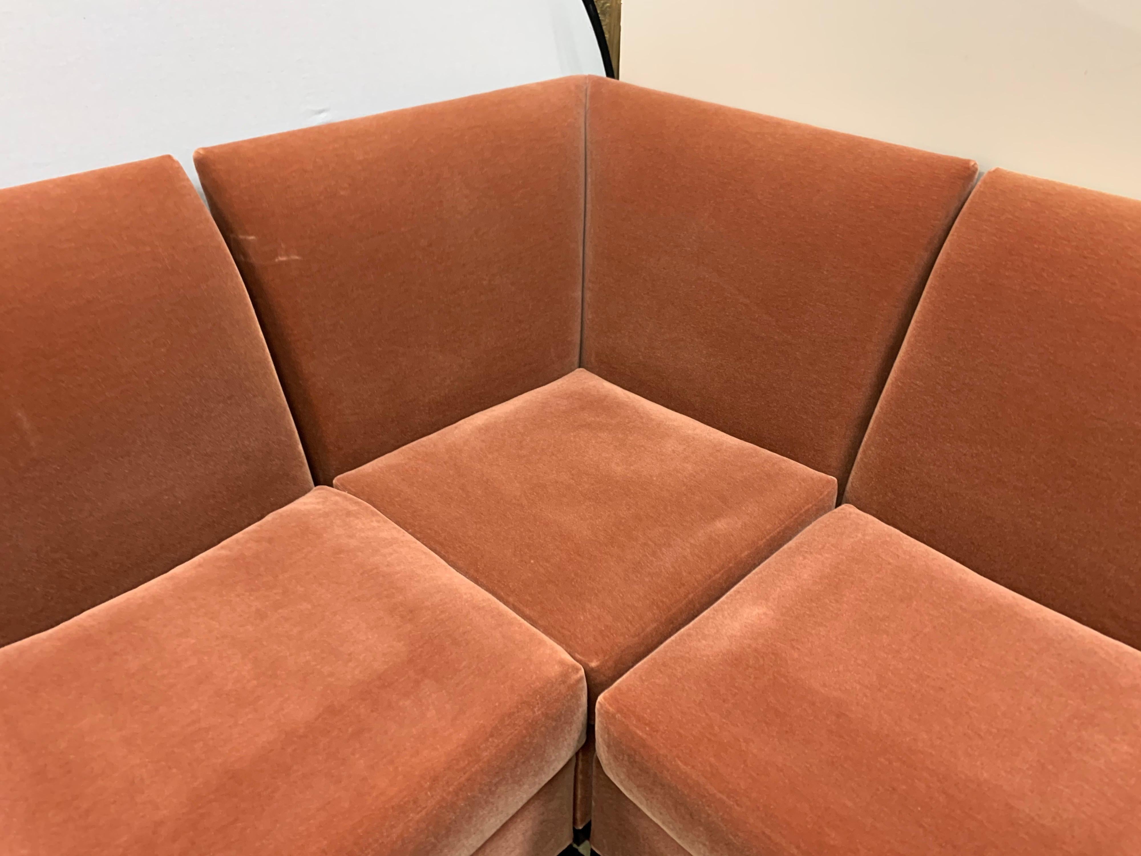 Donghia Six Piece Modular Sofa Sectional with Mohair Fabric 2
