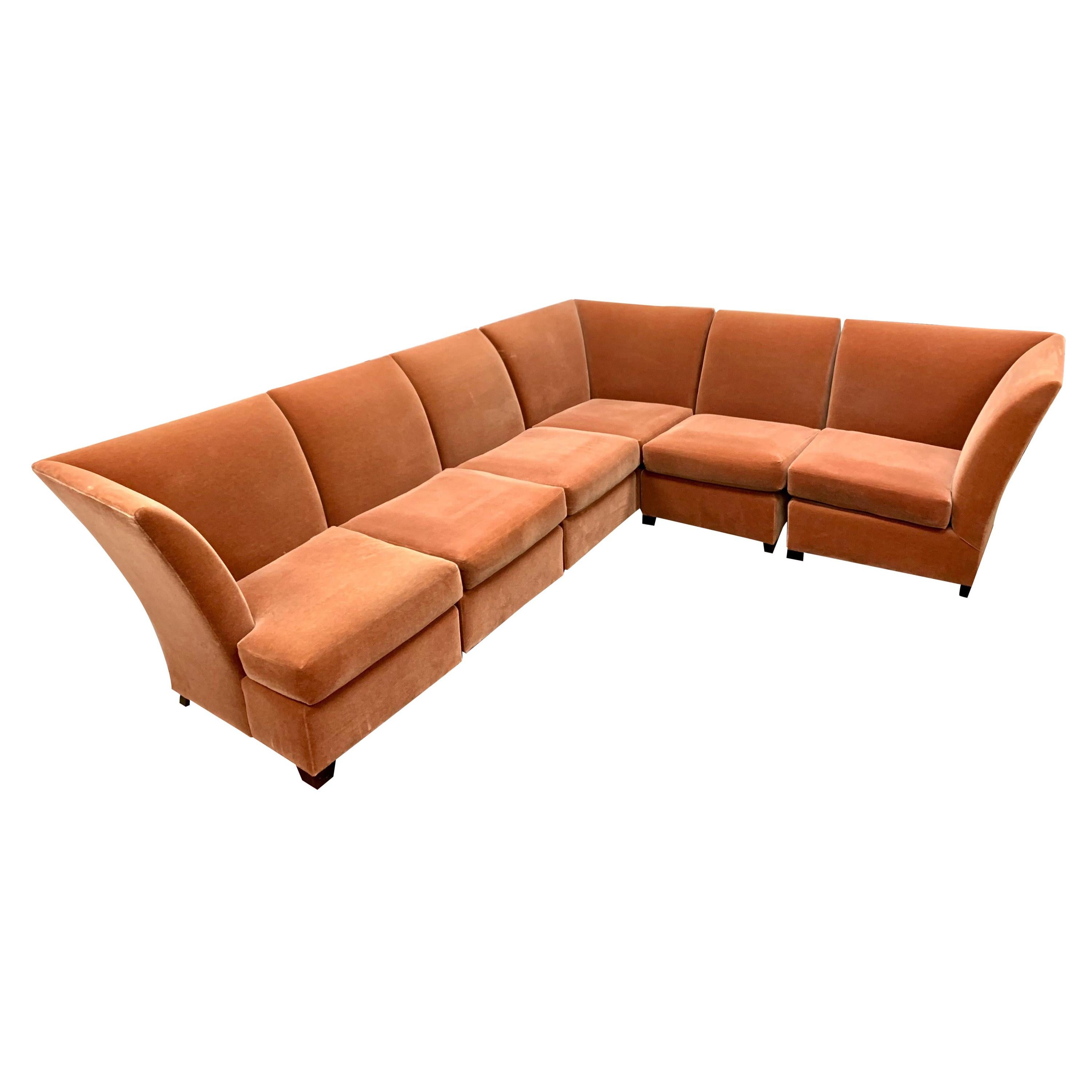 Donghia Six Piece Modular Sofa Sectional with Mohair Fabric