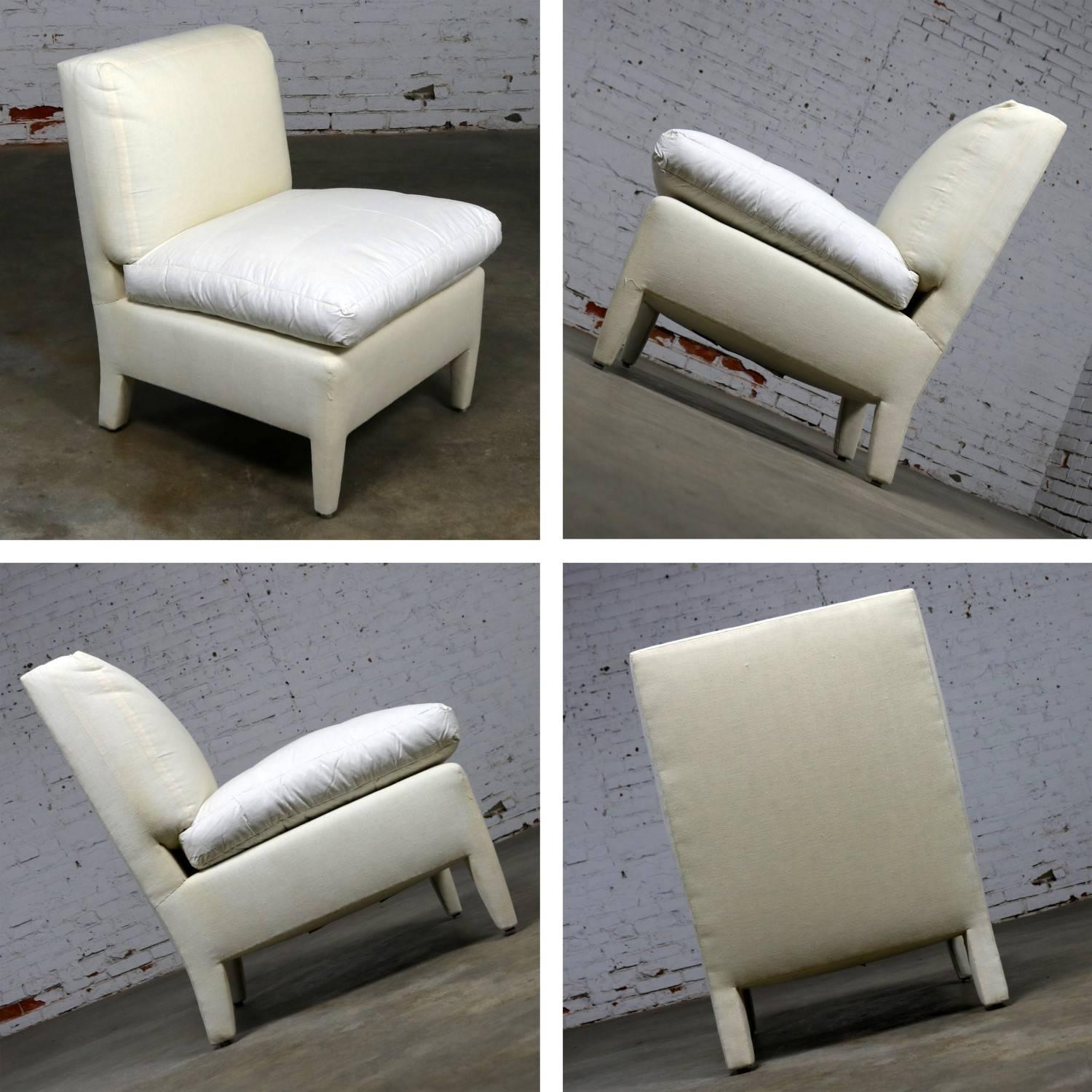 Donghia Slipper Chair by Angelo Donghia, One Slipcovered One Not 3