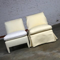 Donghia Slipper Chair by Angelo Donghia, One Slipcovered One Not