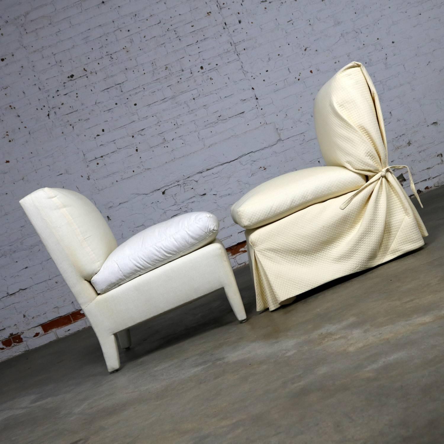Donghia Slipper Chair by Angelo Donghia, One Slipcovered One Not In Good Condition In Topeka, KS