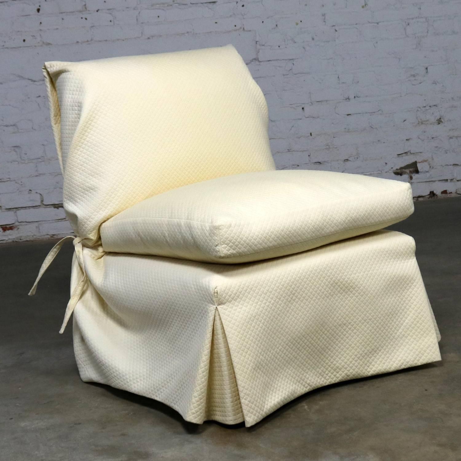 Donghia Slipper Chair by Angelo Donghia, One Slipcovered One Not 1