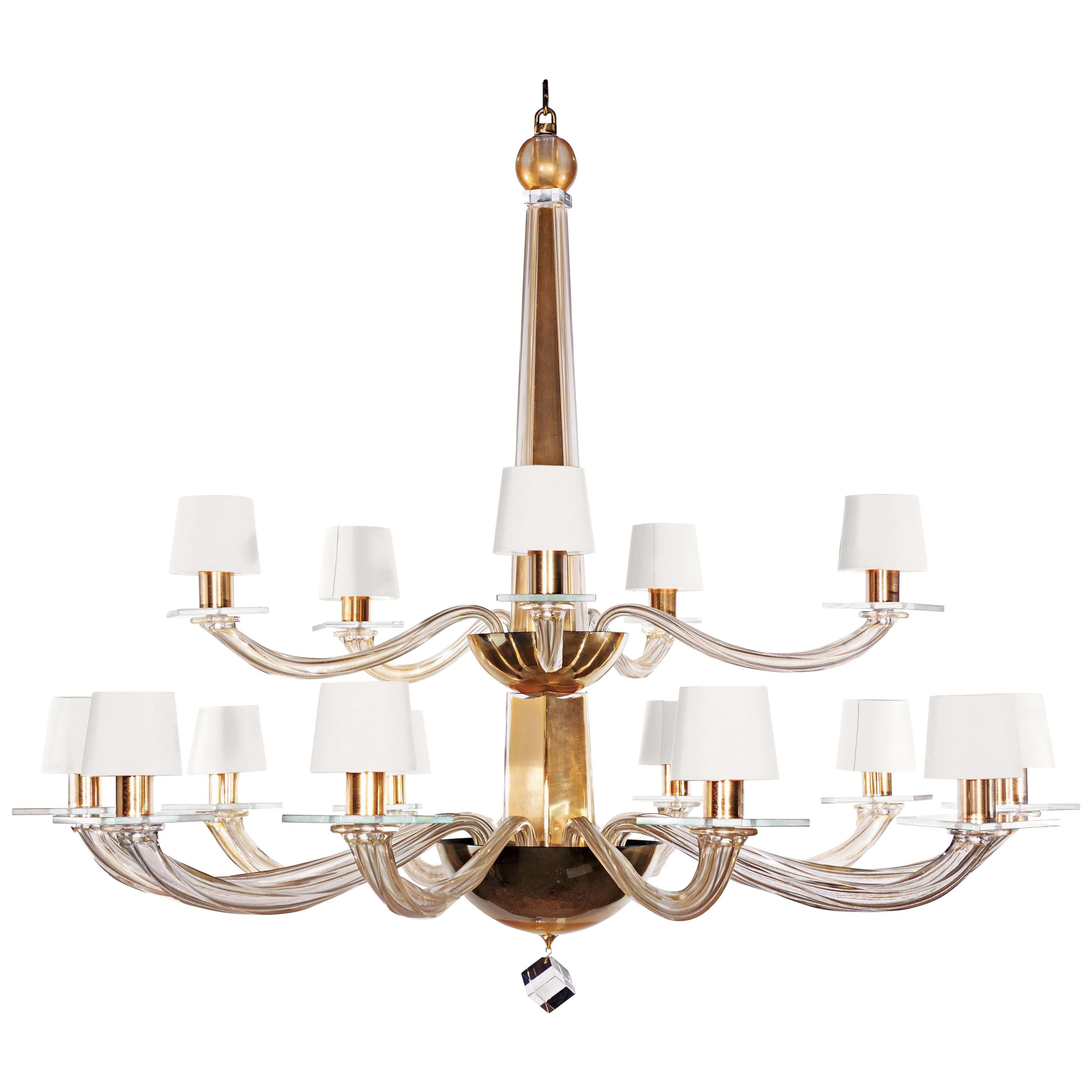 Donghia Stellare Grande Chandelier, Murano Glass in Gold Dust For Sale