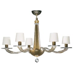 Donghia Stellare Short Chandelier, Murano Glass in Gold Dust with Drum Shades