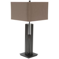 Donghia Stoa Lamp and Shade with Smoked Nickel and Glossy Matte Base