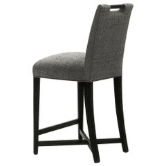 Donghia Studio X-Bar Chair in Silver Roxie Upholstery with Wood Handle