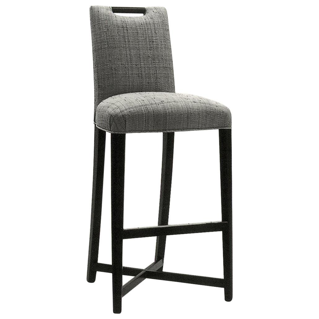 Donghia Studio X Counter Chair in in Silver Roxie Upholstery with Wood Handle For Sale