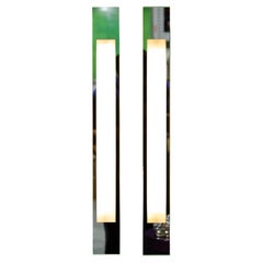 Donghia Tall Wall Sconces with Mirrored Frames and Frosted Glass