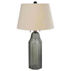 Donghia Tiberia Lamp and Shade, Glass in Smoke with Satin Nickel Details