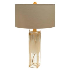 Donghia Torretta Lamp and Shade, Murano Glass in Clear with Gold Dust Finish