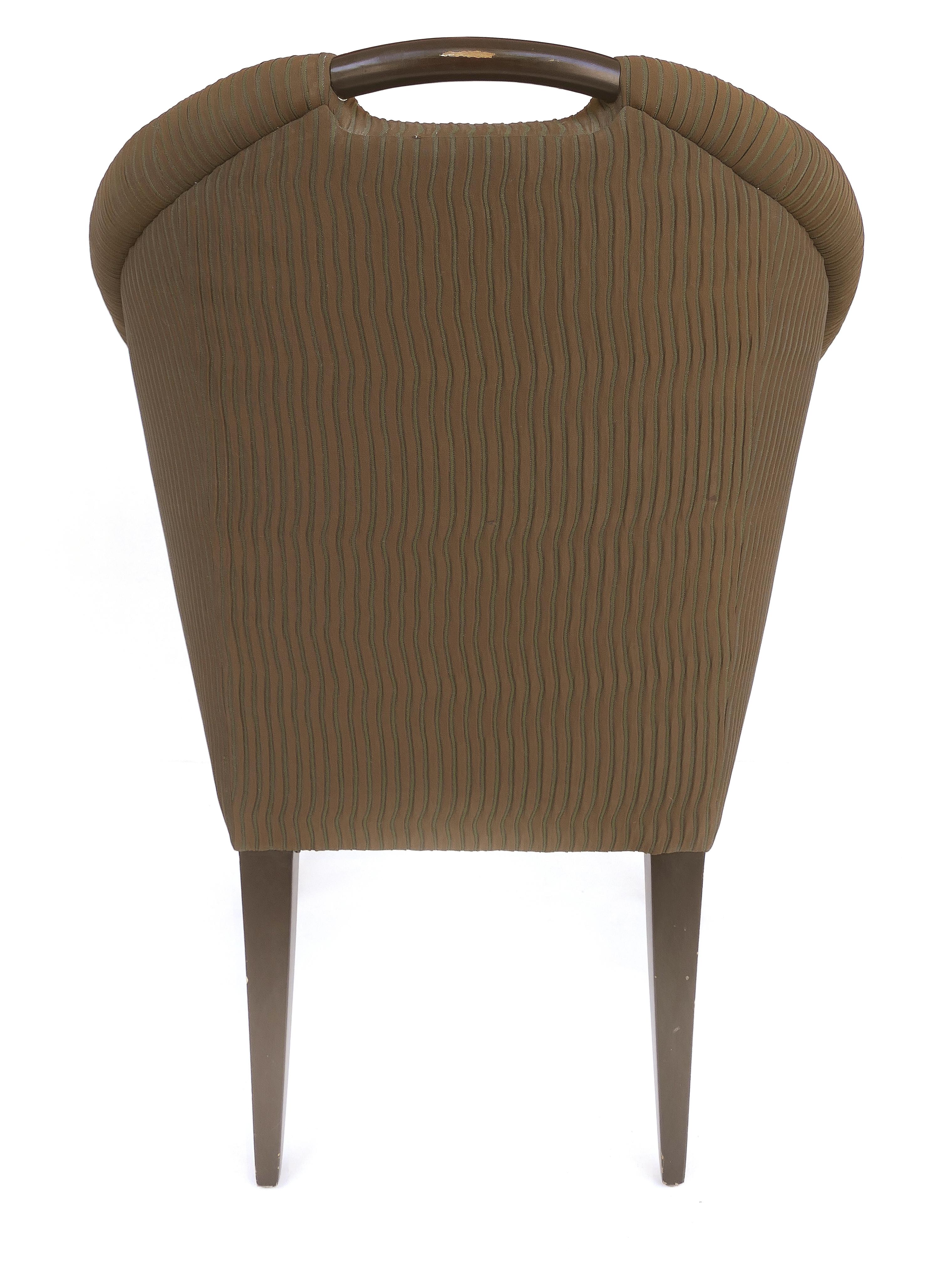 Contemporary Donghia Upholstered Club Chairs with Wood Handles