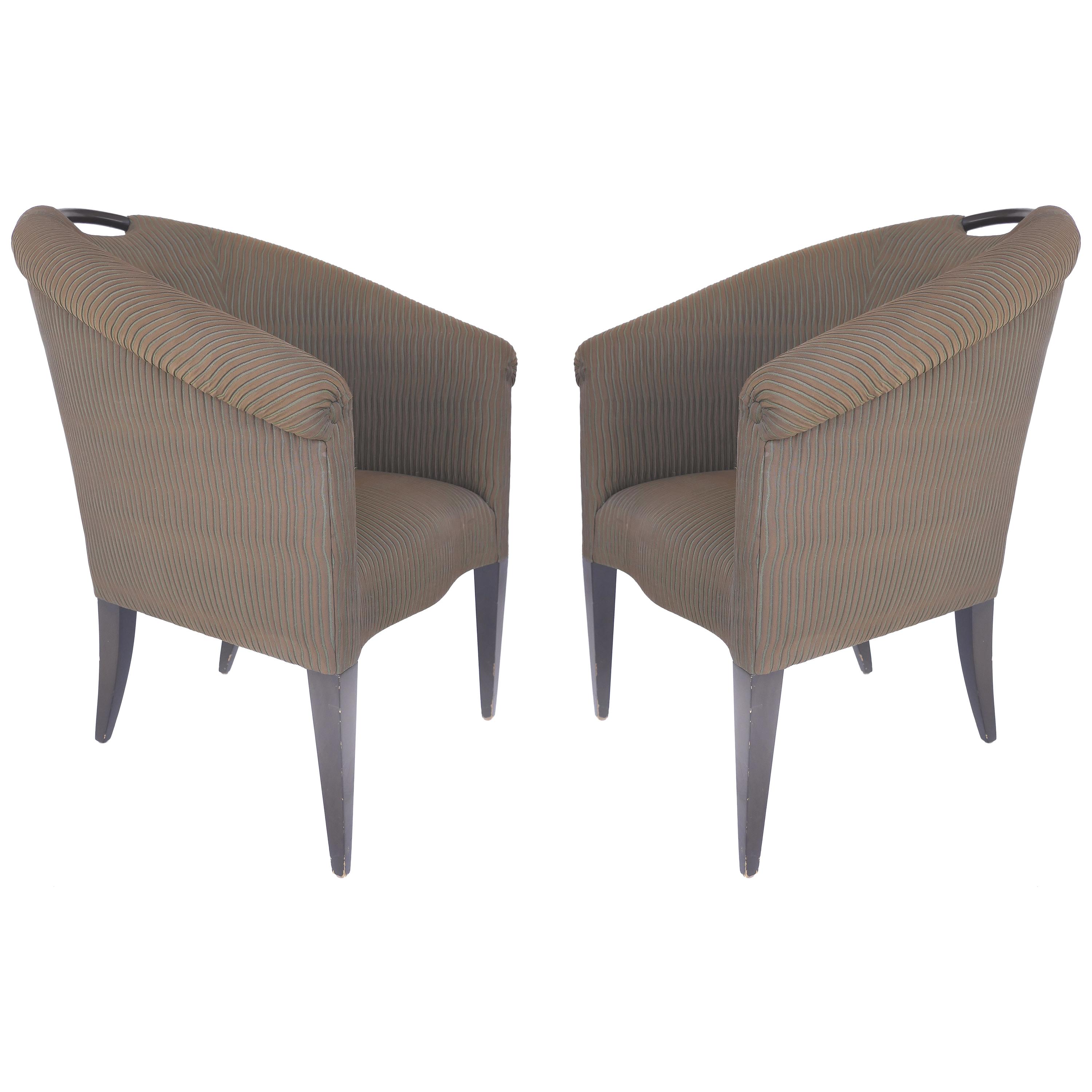 Saccaro Brazilian Caned Swivel Chairs with Wood Bases, Pair at 1stDibs