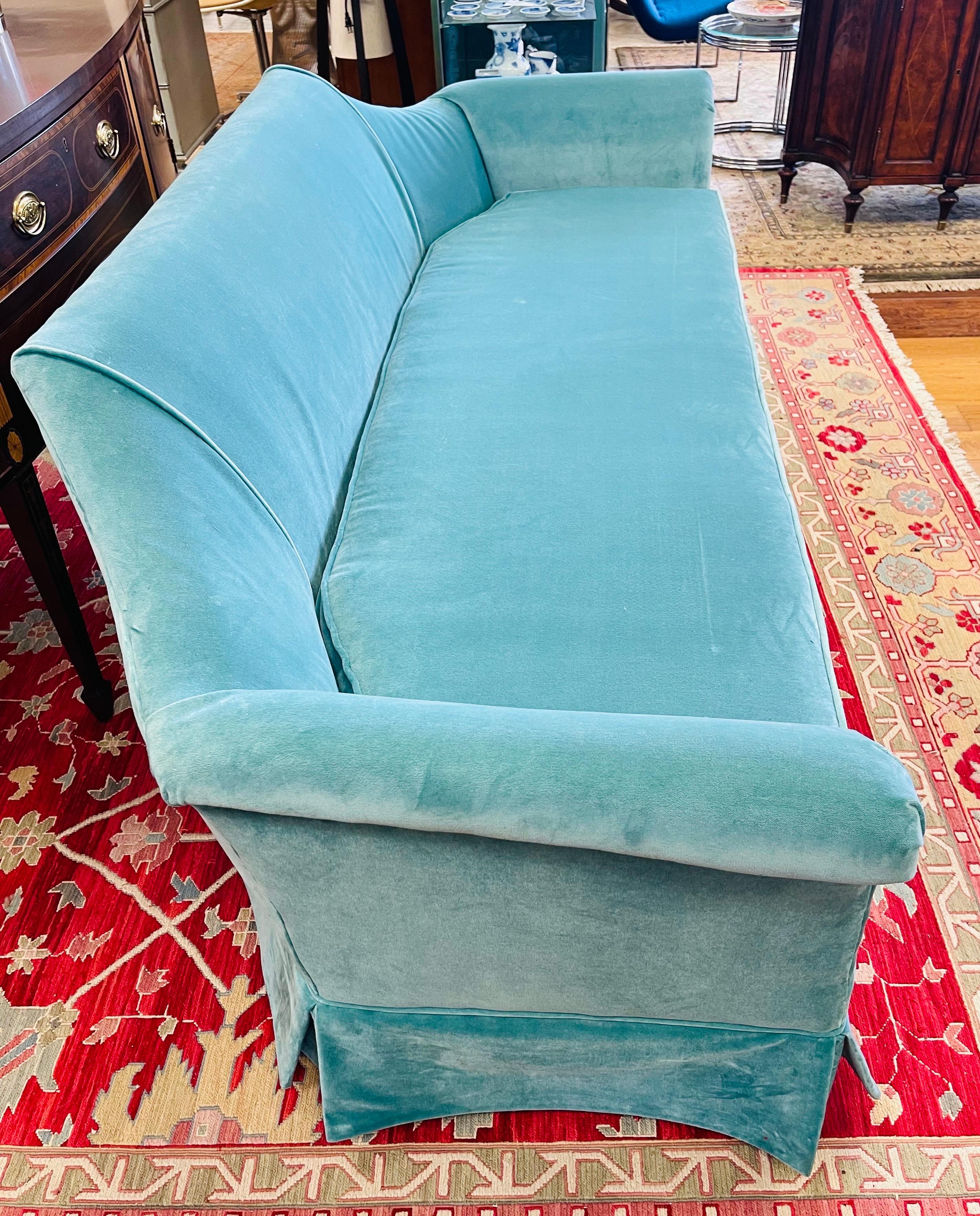 Américain Sofa incurvé Donghia Velvet Fabric Seafoam Hickory Furniture 92