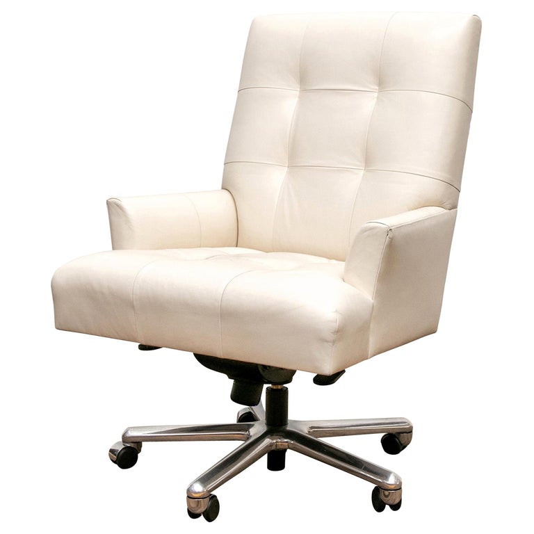 Donghia White Leather Executive Chair For Sale at 1stdibs