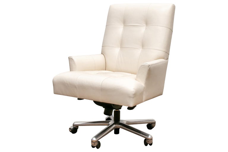 Donghia White Leather Executive Chair Donghia White Leather Executive Chair