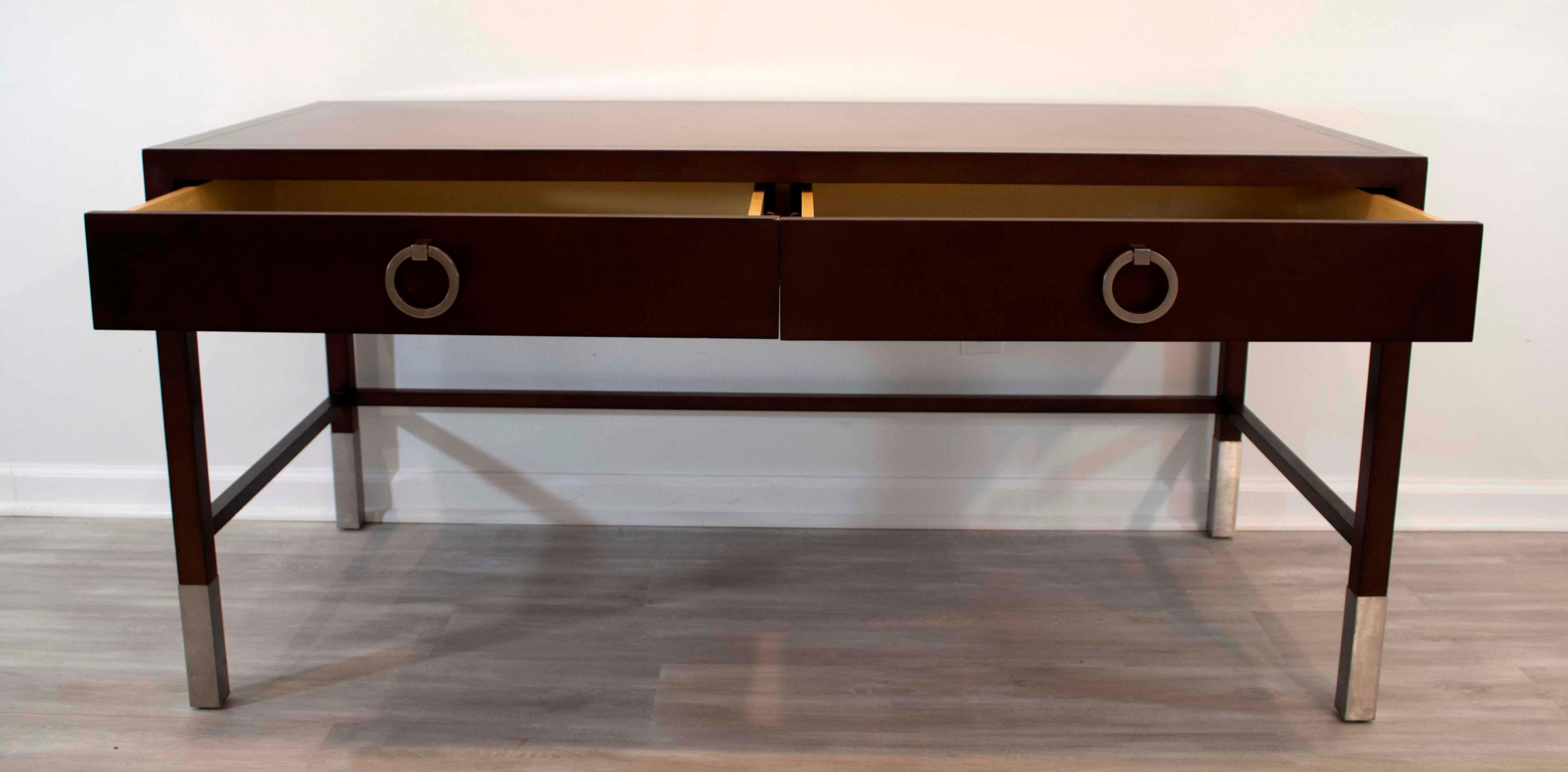 Donghia Wood & Chrome Parsons Style Desk 2