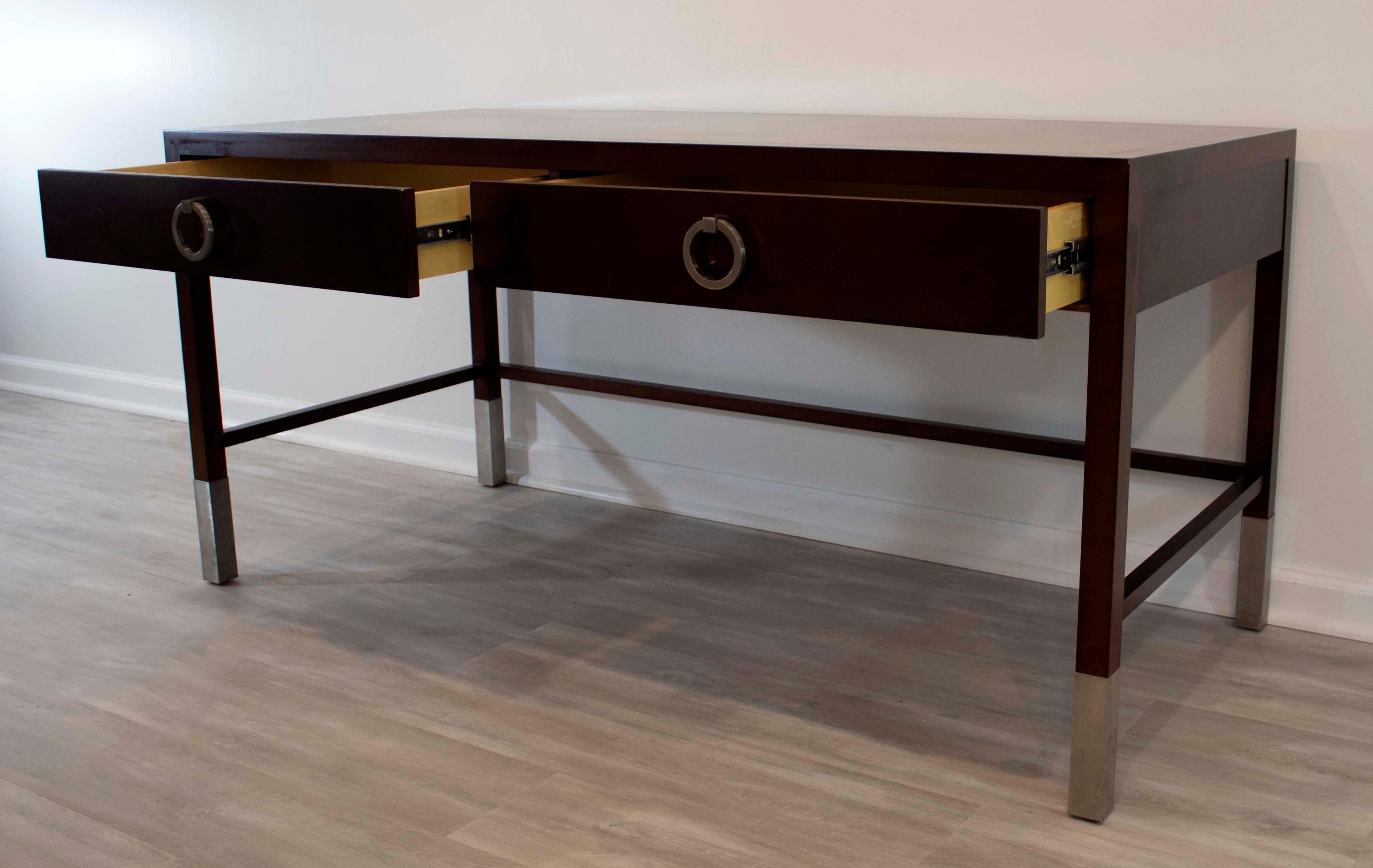 Donghia Wood & Chrome Parsons Style Desk 3