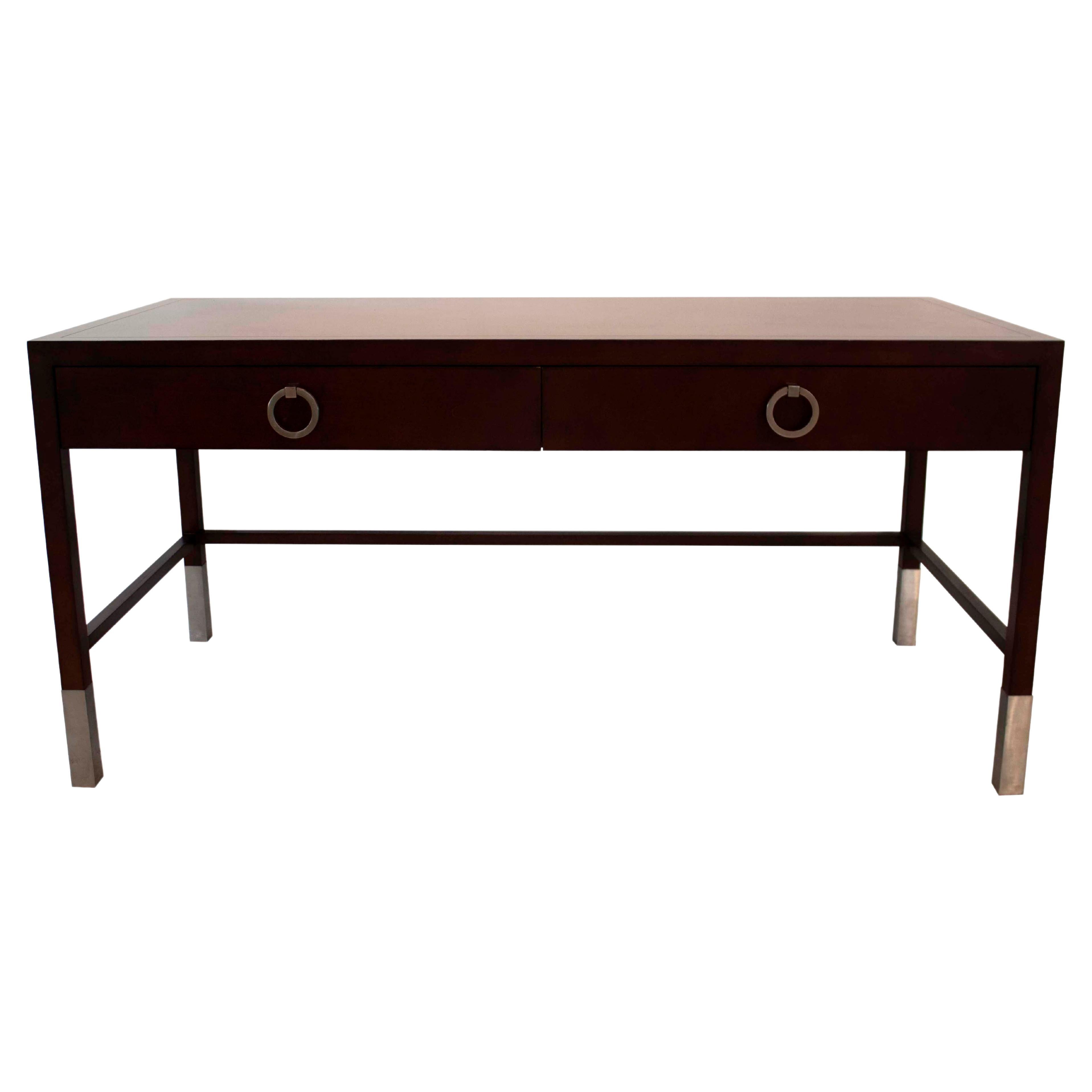 Donghia Wood & Chrome Parsons Style Desk