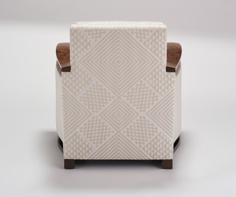 Donghia Woodbridge Club Chair in Cream Cotton Upholstery with Geometric