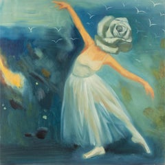 Paesaggio di Dongxing Huang Olio originale su tela "White Rose