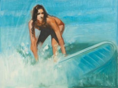 Dongxing Huang Sporty Original Oil On Canvas "Surfing"
