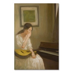 Peinture à l'huile originale du moderniste Dongxing Huang « Le son de la musique »