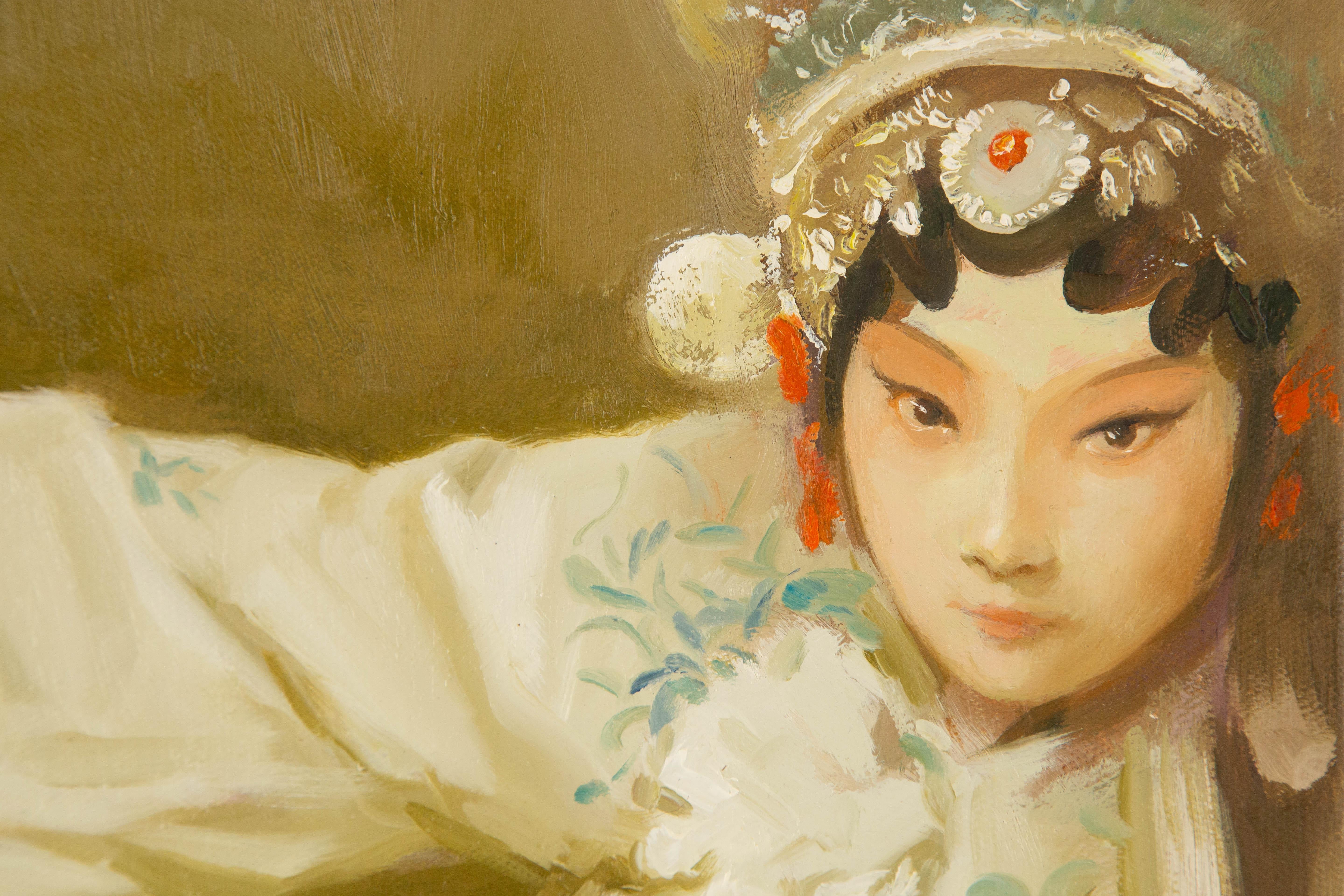 Dongxing Huang Porträt Original Öl auf Leinwand 