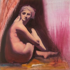 Ritratto di Dongxing Huang, olio originale su tela "In Hiding" (In Nascondiglio)
