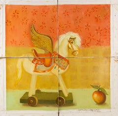 Dongxing Huang Still Life Original 4-Panel Oil On Canvas "Rocking Horse"