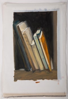 Dongxing Huang Still Life Original Oil On Canvas "Part Of My Bookshelf"