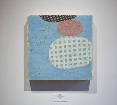 Baby Face (Abstract Encasutic Mixed Media in Pale Blue, Orange, Charcoal)