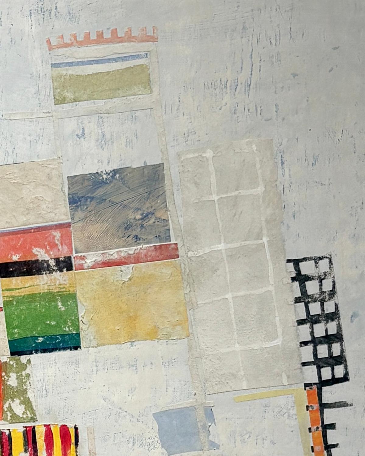 Best Laid Plan (Mixed Media Collage on Board in Bright Colors) For Sale 1