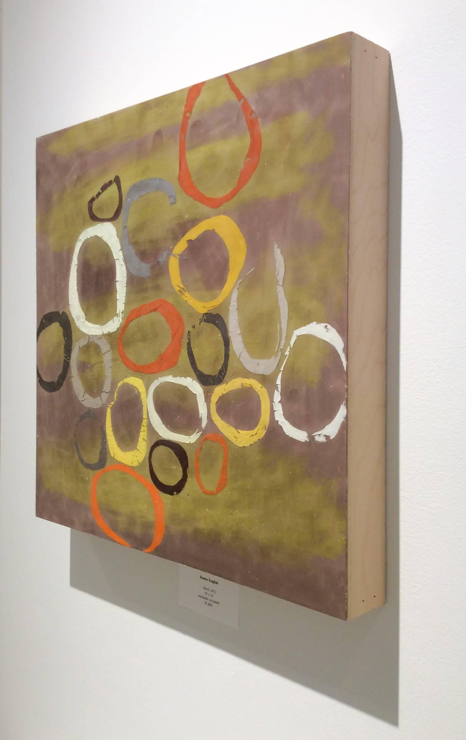 16 x 16 x 2 Zoll
enkaustik (Wachs) auf Holzplatte

HERD ist ein quadratisches, abstraktes Gemälde in reichhaltiger Enkaustik (pigmentiertes Wachs) auf Holzplatte.  Der Hintergrund ist cremefarben und olivgrün, im Vordergrund sind verspielte Ovale in