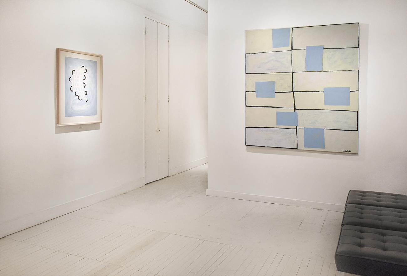 Left & Right Grid (Contemporary Large Abstract Panting with Pale Blue Squares) 7