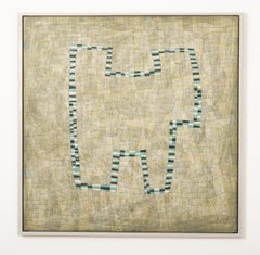 Specifically Nowhere, Green (Abstract Geometric Painting with Grids on Sage)