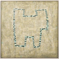 Specifically Nowhere, Green (Abstract Geometric Painting with Grids on Sage)