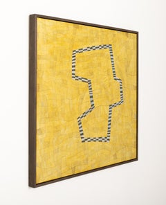Specifically Nowhere, Yellow (Abstract Geometric Painting with Grids on Yellow)