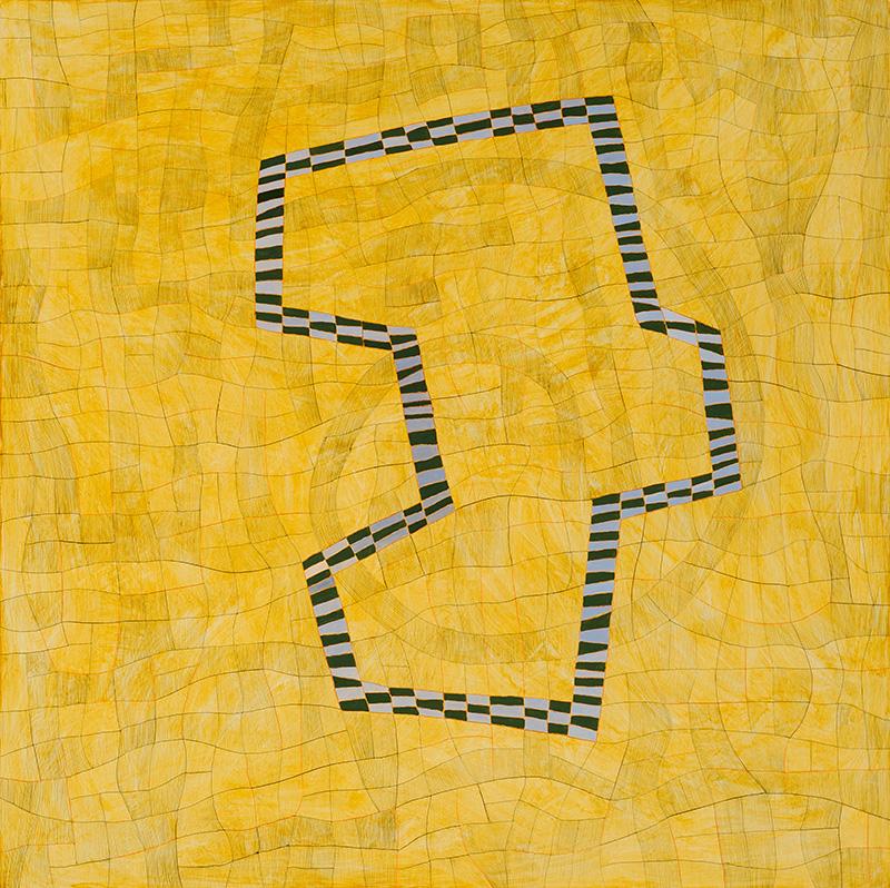 Specifically Nowhere, Yellow (Abstract Geometric Painting with Grids on Yellow) 