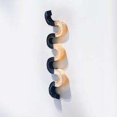 Snakish (Curvy Abstract Minimalist Encaustic Wall Sculpture in Black and White)