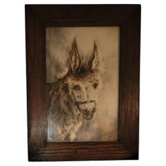 Donkey Water Color Signed & Dated 1903 in The Original Frame