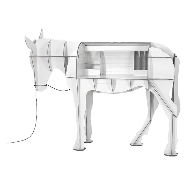 Bureau blanc en forme de âne avec LED, fabriqué en France
