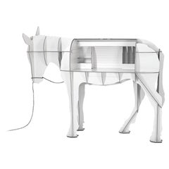 Donkey, White Writing Desk with LEDs, Made in France
