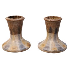 Donn Young Attr. Ceramic Candle Holders, a Pair
